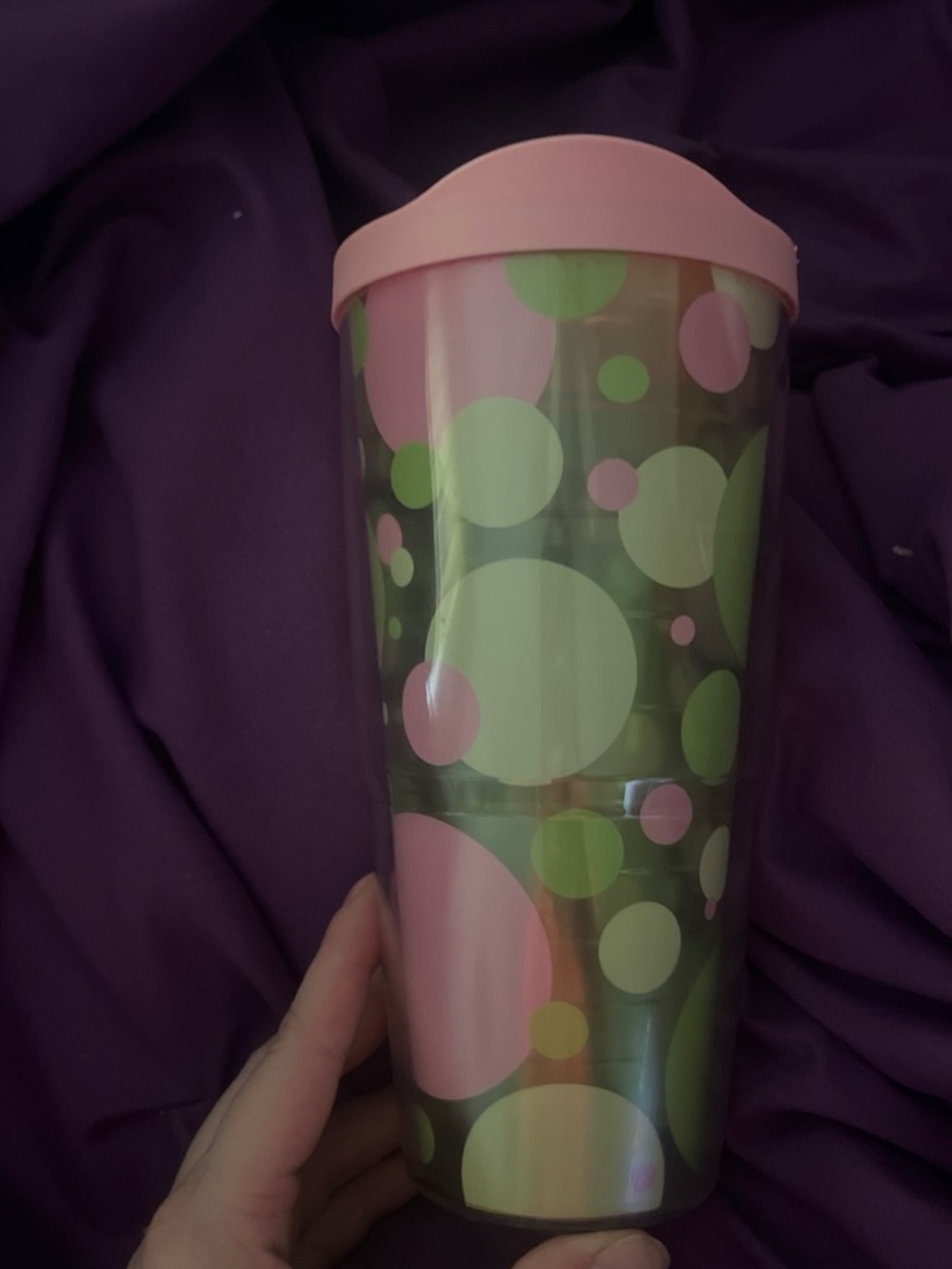 tervis Pink and Green Polka Dot Tumbler with Pink Lid